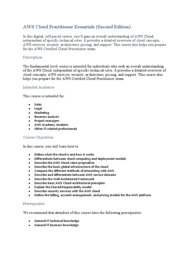 AWS Cloud Practitioner Course Guide | PDF | Cloud Computing | Amazon ...