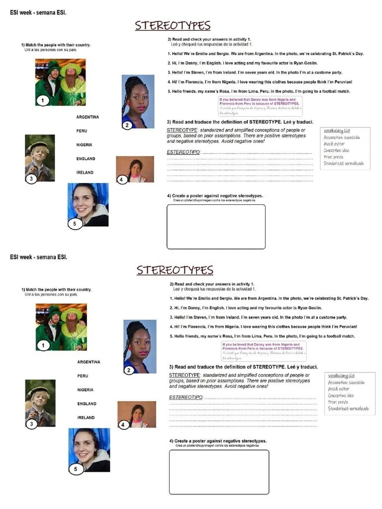 Stereotypes Activities | PDF