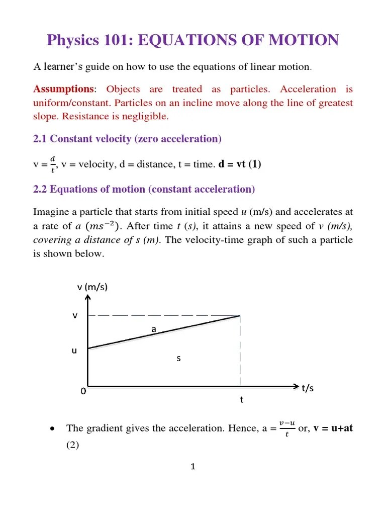 Equations Of Rectilinear Motion | PDF | Acceleration | Velocity