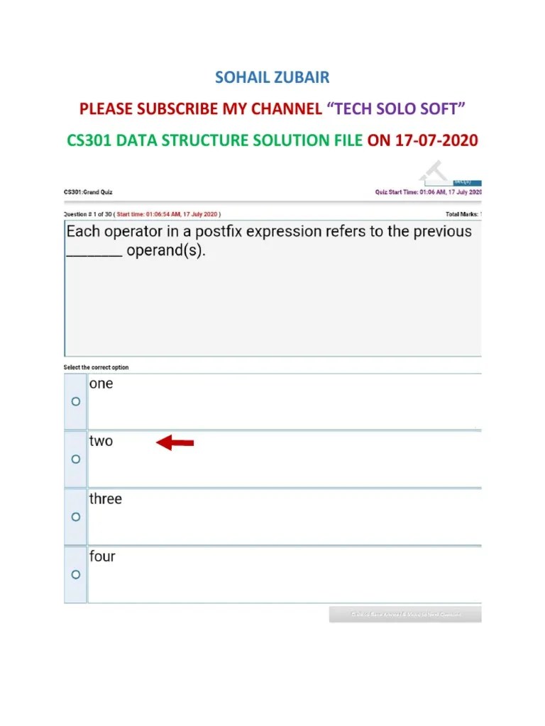Cs301 Grand Quiz Vuanswer - Com 1 | PDF