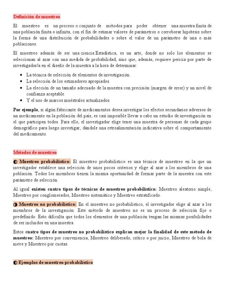 Muestreo Probabilidad | PDF | Muestreo (Estadísticas) | Probabilidad