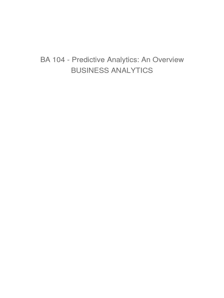 Introduction To Predictive Analytics PDF | Download Free PDF ...