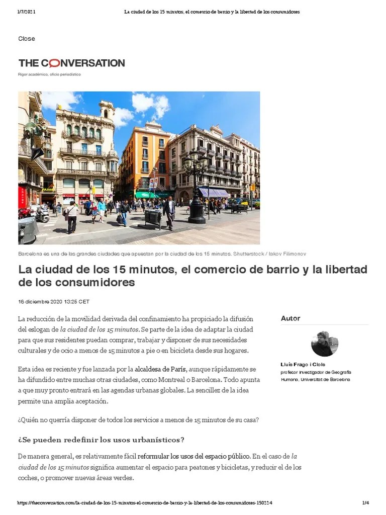 La Ciudad De Los 15 Minutos, El Comercio De Barrio Y La Libertad De Los ...