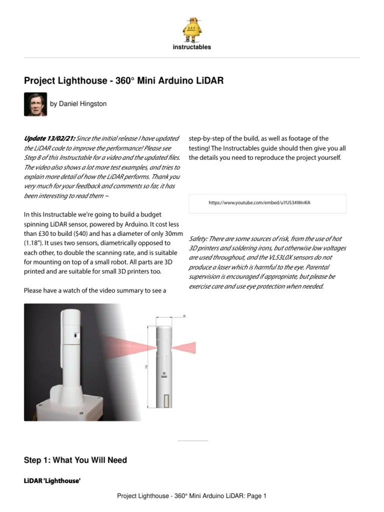 Project Lighthouse 360 Mini Arduino LiDAR | Download Free PDF ...