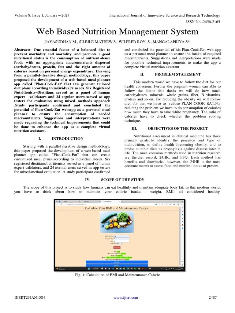 Web Based Nutrition Management System | Download Free PDF | Dieting ...