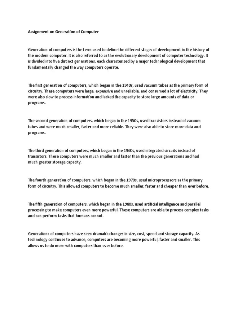 The Evolution Of Computer Technology: A Summary Of The Five Generations Of Computers And Their ...