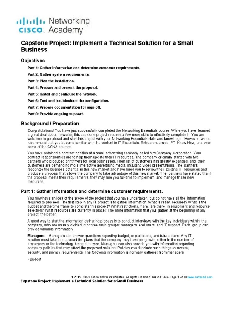 Networking Essentials 2.0 Capstone | PDF | Computer Network | Internet
