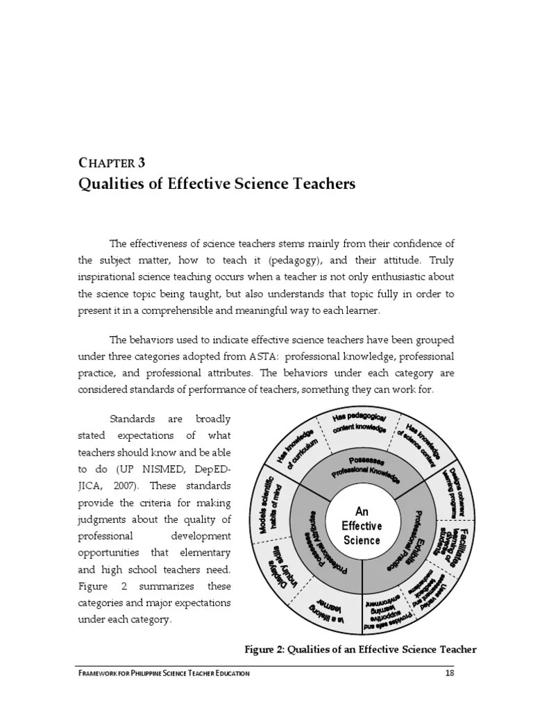 Qualities Of An Effective Science Teacher: A Framework For ...