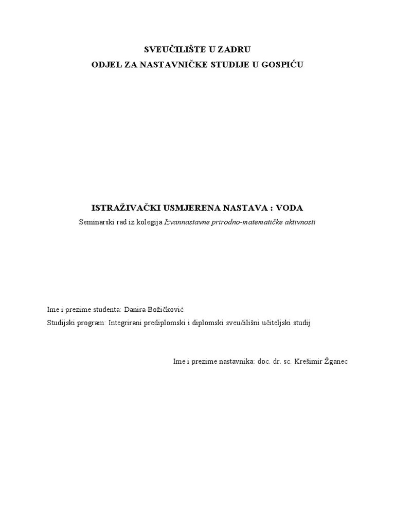 Istraživački Usmjerena Nastava - Voda | PDF