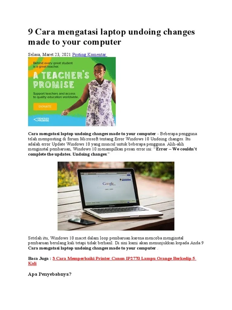 9 Cara Mengatasi Laptop Undoing Changes Made To Your Computer | PDF