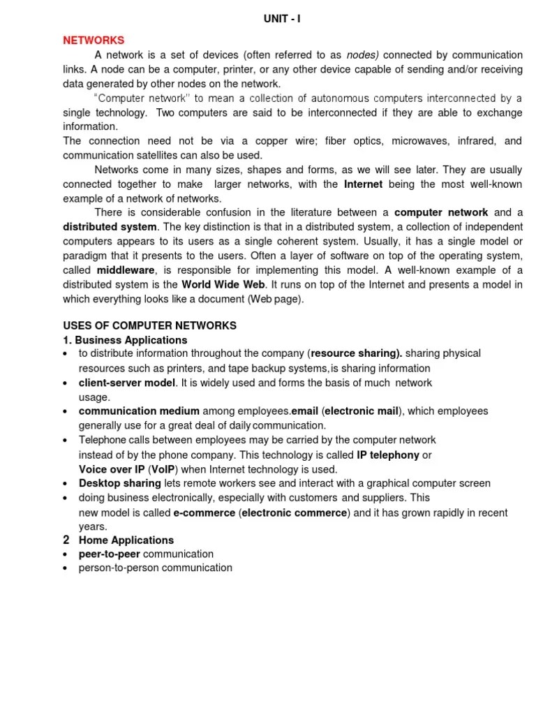 CN Unit-1 | PDF | Computer Network | Duplex (Telecommunications)