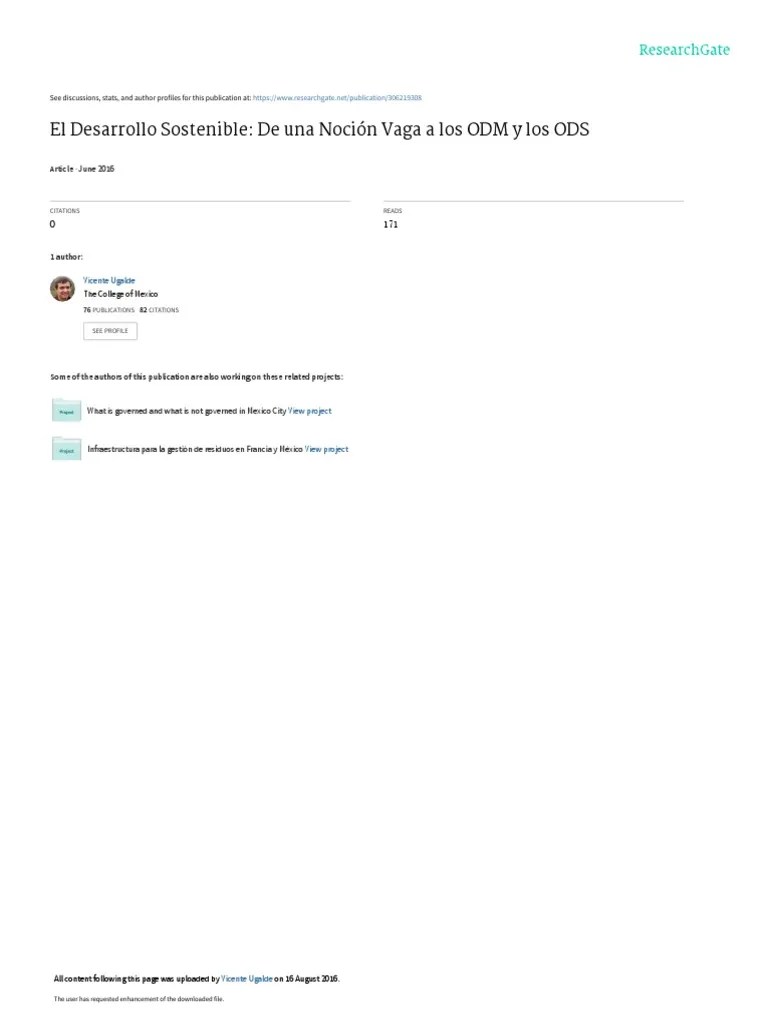 El Desarrollo Sostenible | PDF | Desarrollo Sostenible | Sustentabilidad