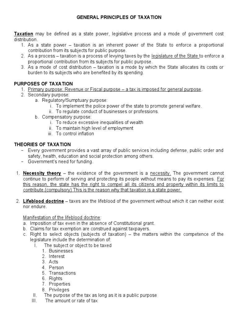 Income Tax 01 General Principles Of Taxation | PDF | Taxes | Double ...