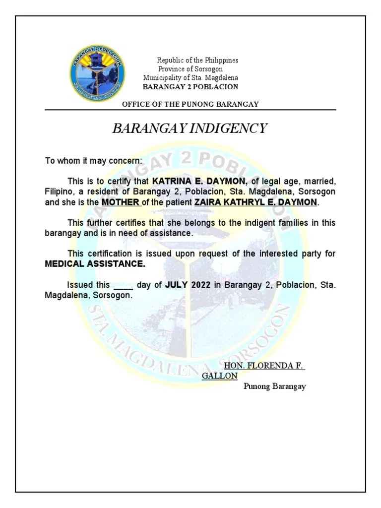 DSWD Assistance Provincial Form | PDF