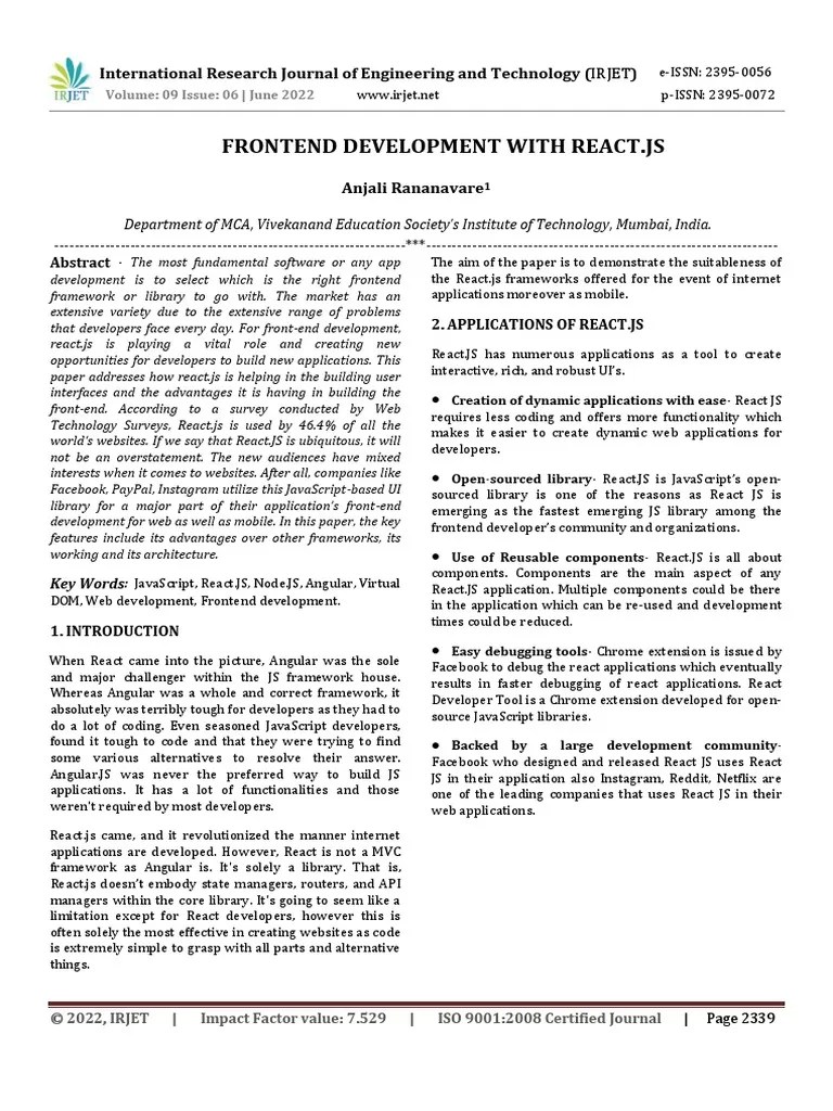 Frontend Development With React JS | Download Free PDF | Angular Js ...