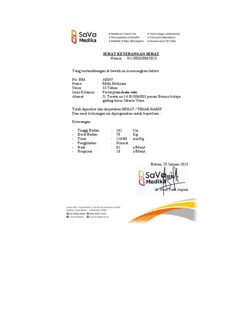 Surat Keterangan Sehat | PDF