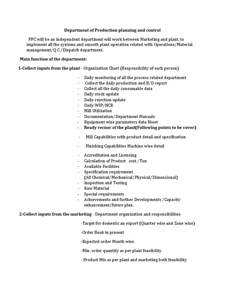 Function Of Production Planning And Control | Download Free PDF ...