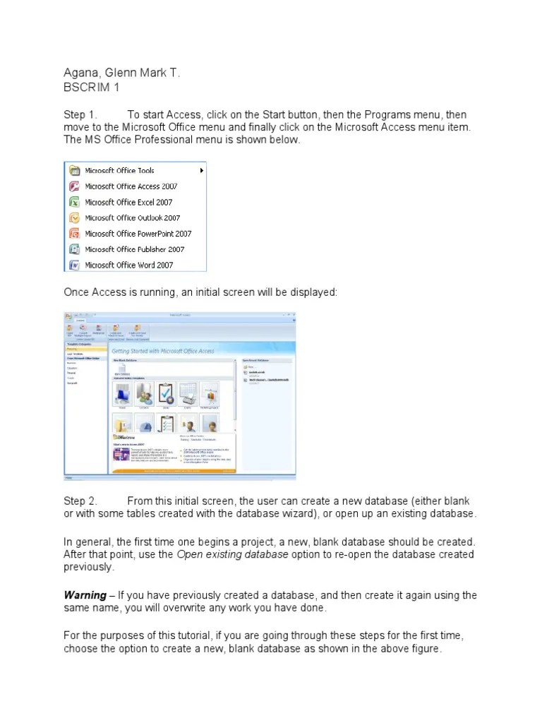 Ms Access Tutorial | PDF | Microsoft Access | Databases