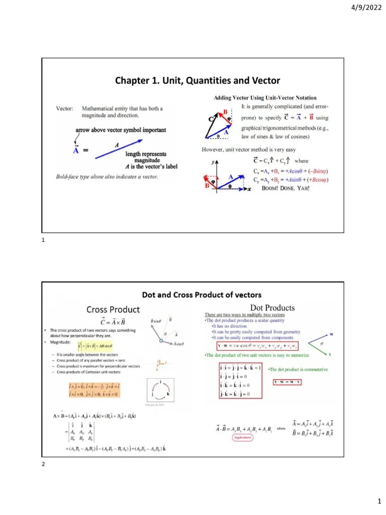 Unit, Quantities And Vector | PDF | Euclidean Vector | Elbow