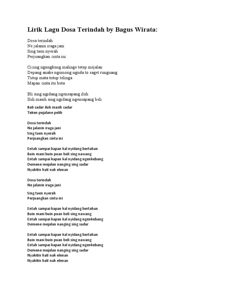 Lirik Lagu Dosa Terindah By Bagus Wirata | PDF