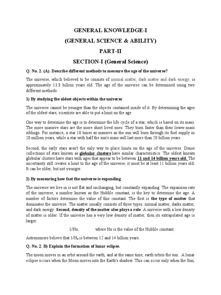 CSS GSA 2018 Solved Paper | Download Free PDF | Eclipse | Cell (Biology)