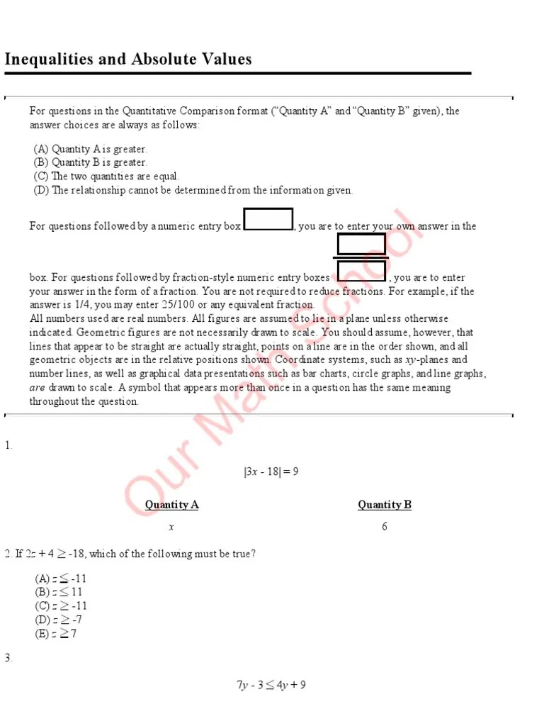 Lecture Sheet 12 & 13 - Inequalities And Absolute Values-1 | PDF ...