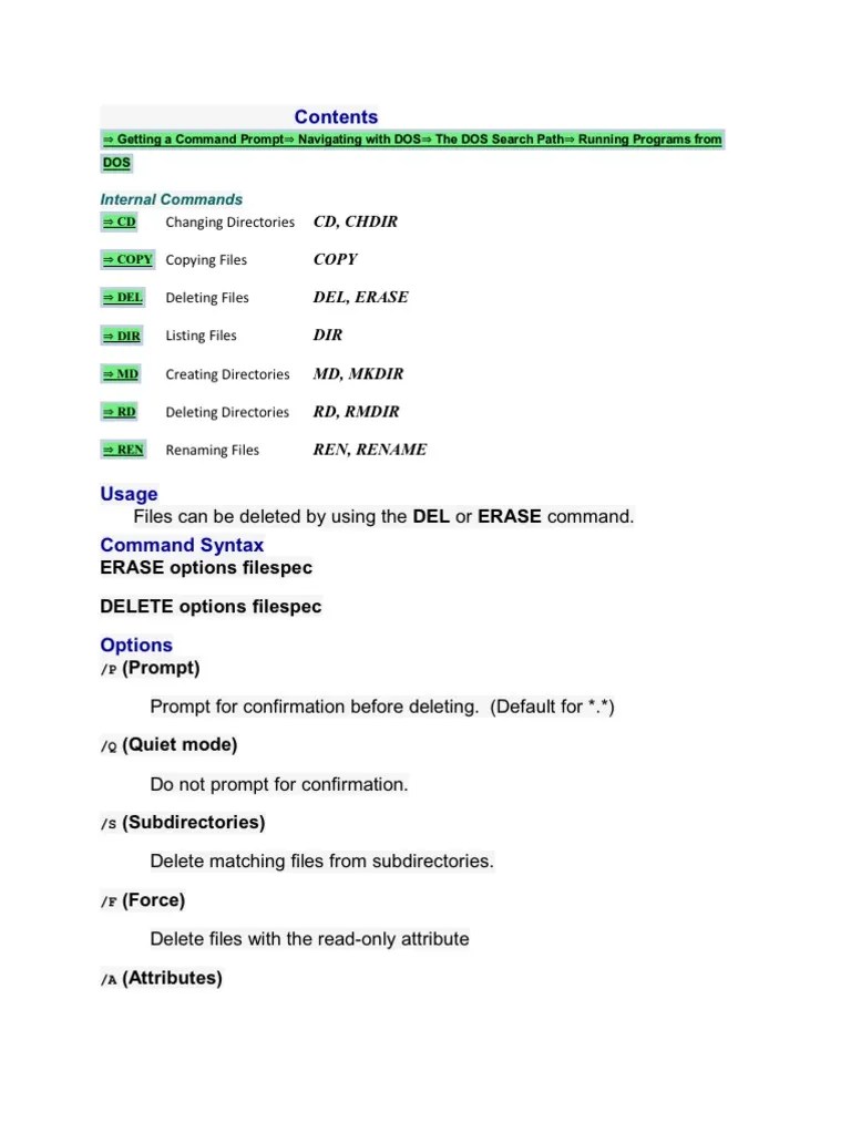 Internal Commands Dos Notes | PDF | Command Line Interface | Filename