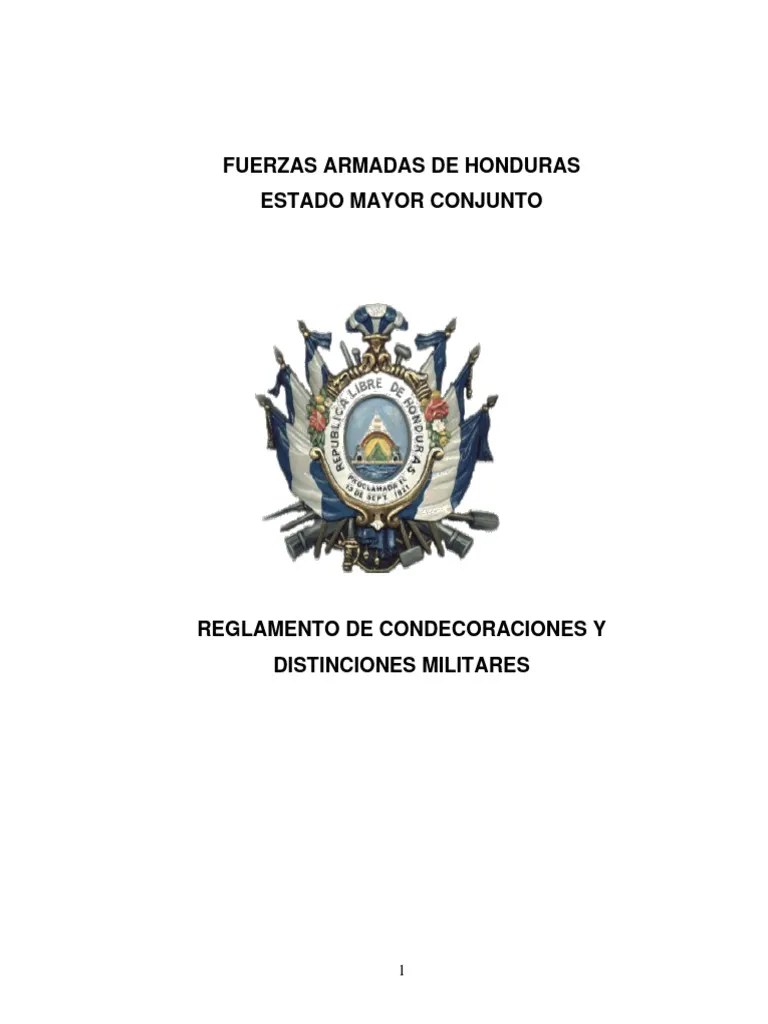 Reglamento De Condecoraciones De Honduras | PDF | Oficial General | Oficial (Fuerzas Armadas)