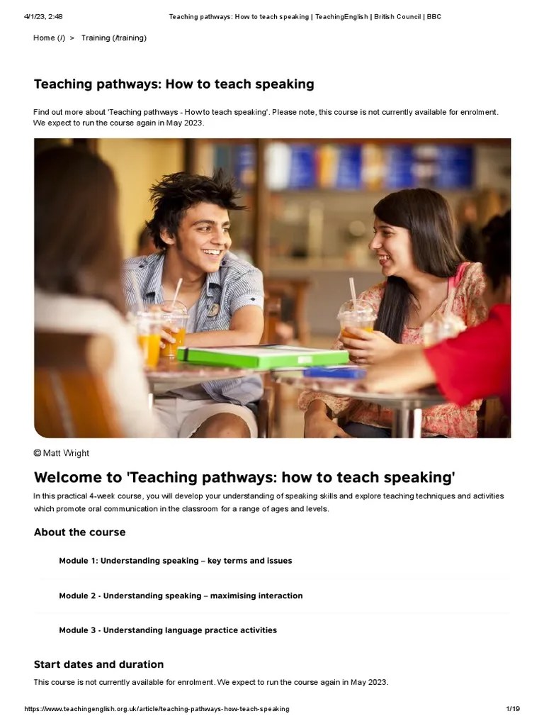 Teaching Pathways - How To Teach Speaking - TeachingEnglish - British ...