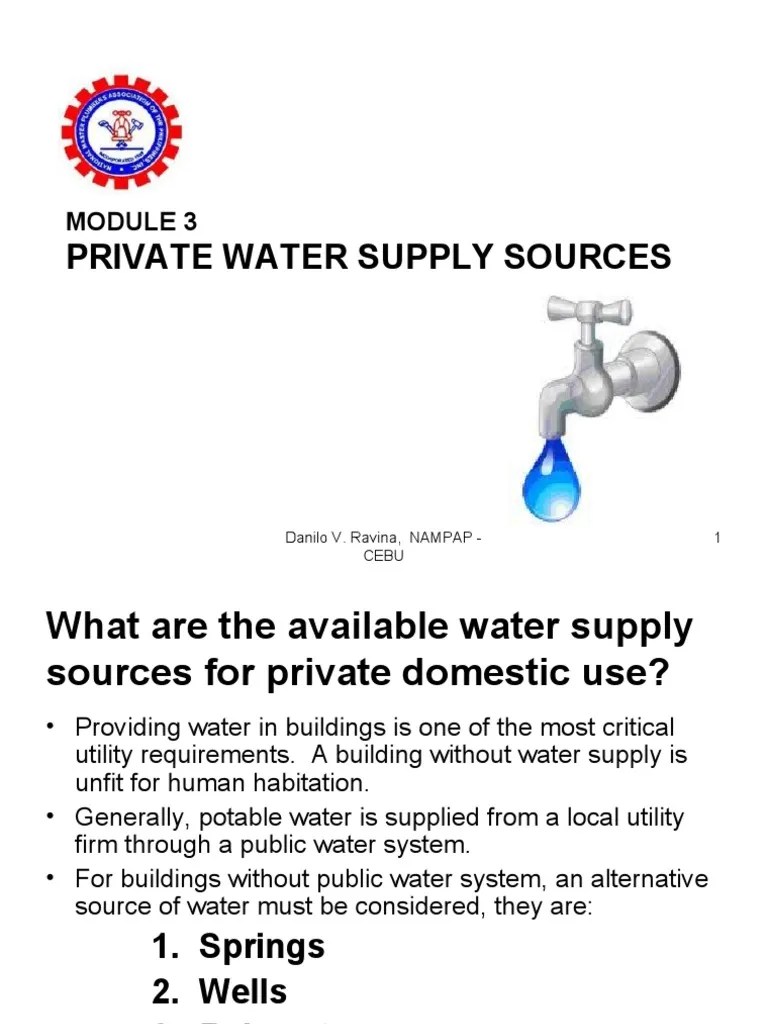 Module 3 Private Water Supply Sources 2 | PDF | Water | Water And The Environment