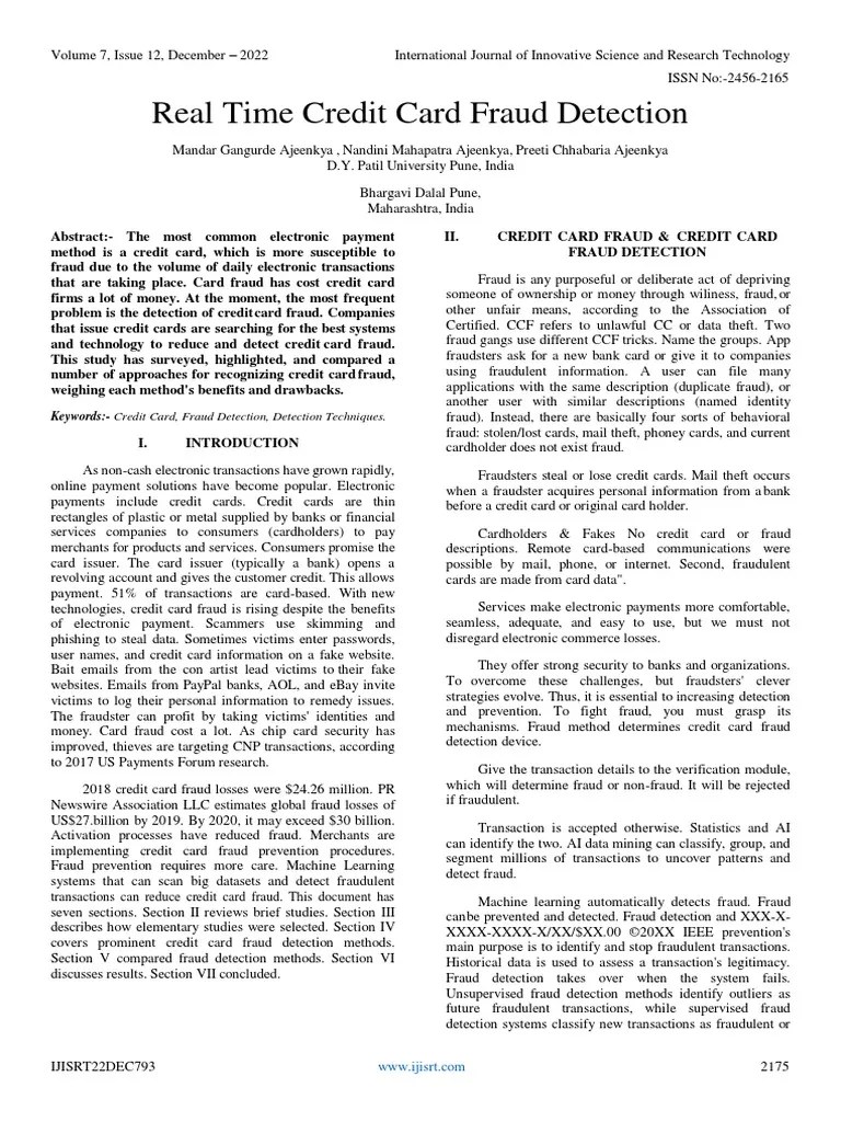 Real Time Credit Card Fraud Detection | PDF | Support Vector Machine | Applied Mathematics
