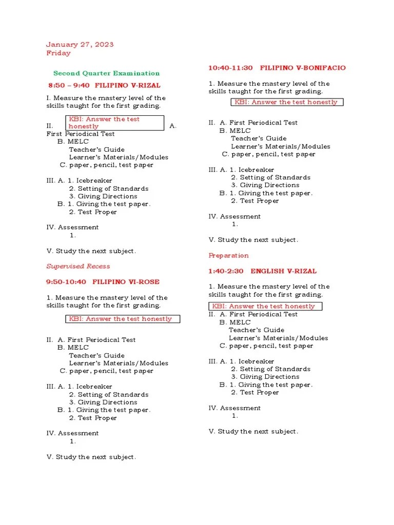 Lesson Plan Exam | PDF | Teachers | Education Theory