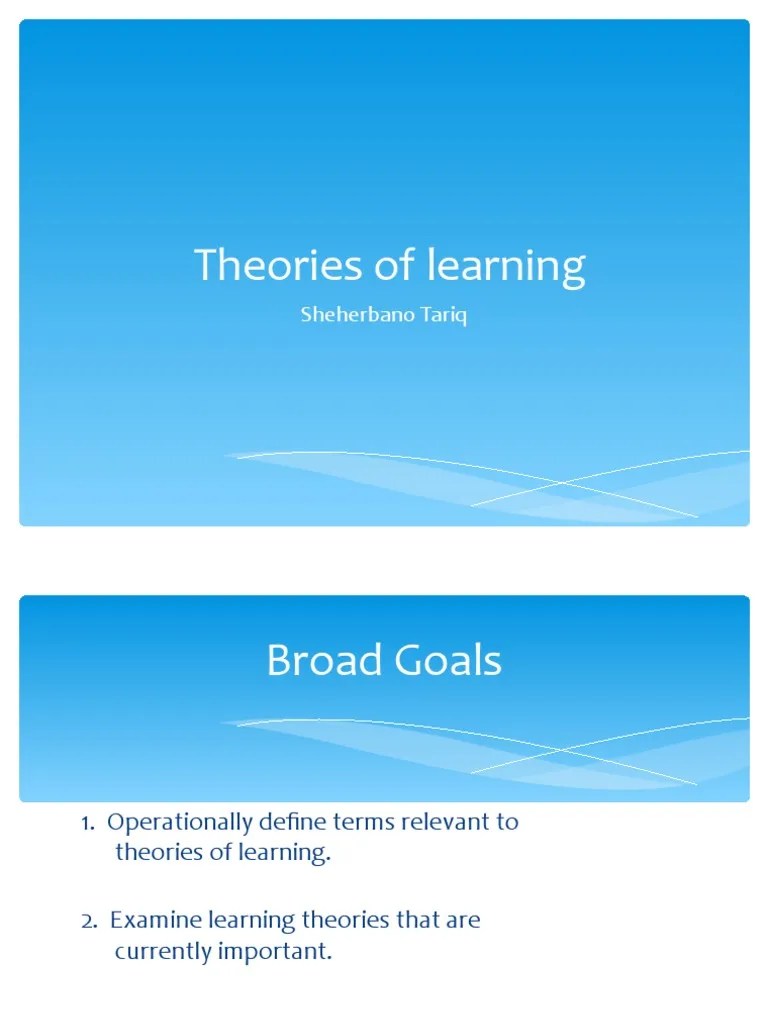 Theories Of Learning | PDF | Learning | Classical Conditioning