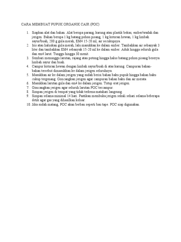 Cara Membuat Pupuk Organik Cair | PDF