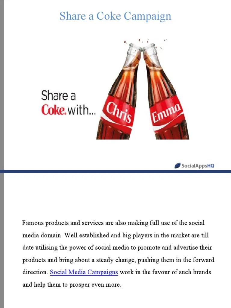Share A Coke Campaign 6261165 | PDF | Coca Cola | The Coca Cola Company