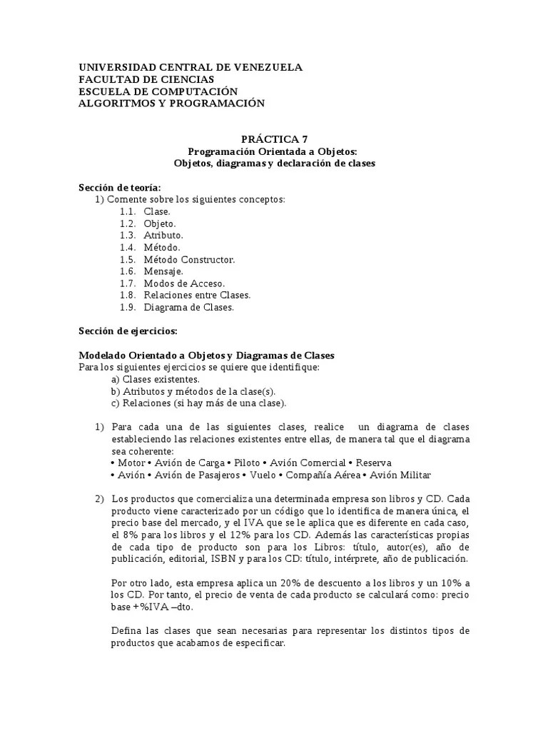 Practica 7 | Descargar Gratis PDF | Objeto (informática) | Clase ...
