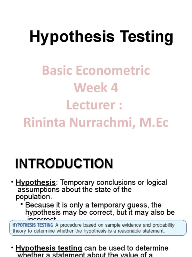 Week 4 - Hypothesis Testing | PDF | Type I And Type Ii Errors | Statistical Hypothesis Testing