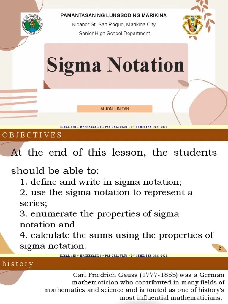 7 Sigma Notation 1 | PDF | Summation | Notation