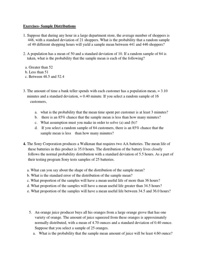 Ex - Sampling Distr-Printed | Download Free PDF | Standard Deviation ...