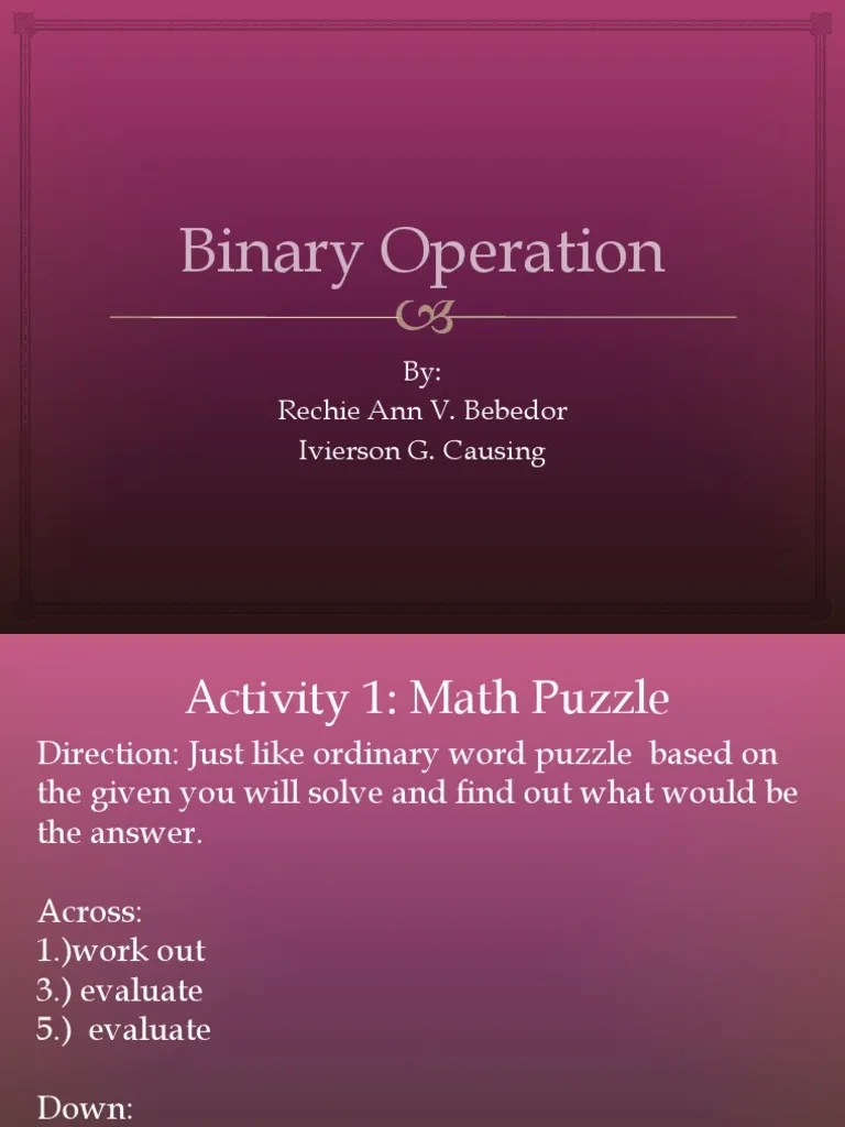 Binary Operation | PDF | Mathematical Logic | Mathematical Concepts