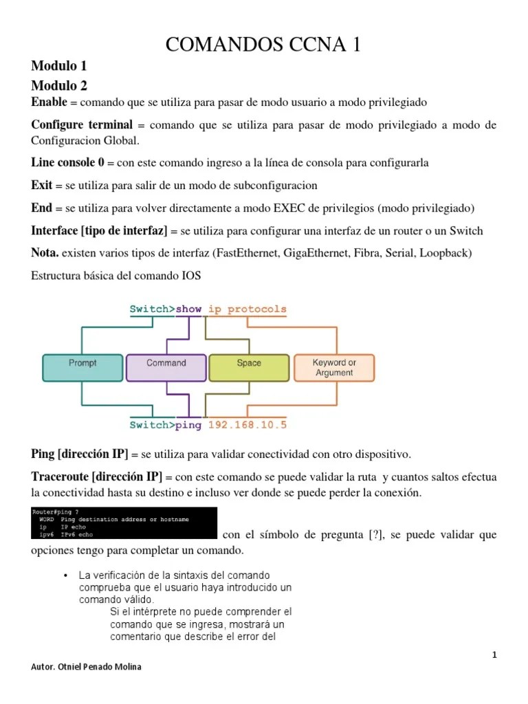 Comandos Ccna 1 | PDF | Interfaz De Línea De Comando | Cubierta Segura
