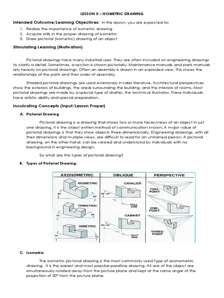 Lesson 3 - Isometric Drawing PDF | PDF | Geometry | Classical Geometry