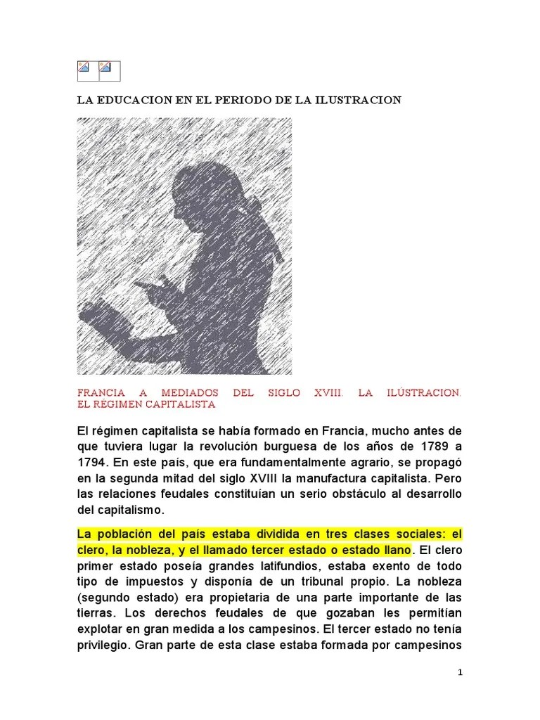 La Educacion En El Periodo De La Ilustracion | PDF | Feudalismo | Campesino