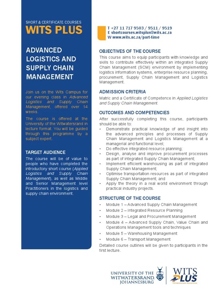 Advanced Logistics And Supply Chain Management | PDF | Supply Chain Management | Supply Chain