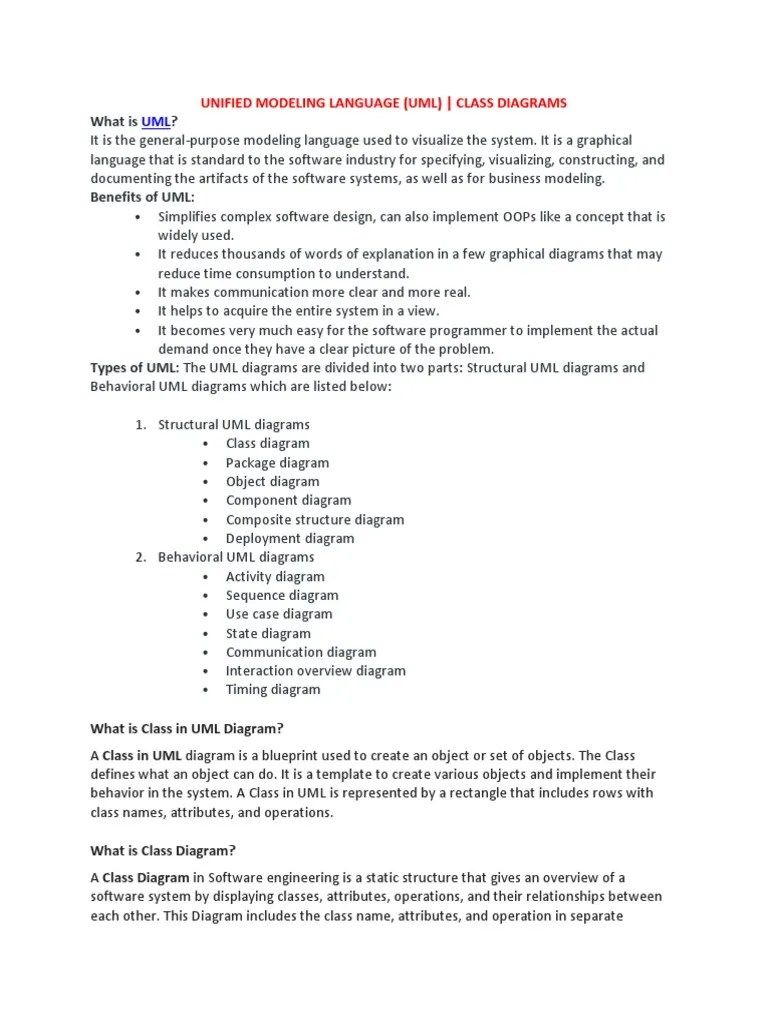 Unified Modeling Language (UML) Class Diagrams | PDF | Class (Computer ...