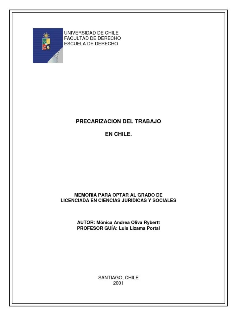 Precarizacion Del Trabajo En Chile PDF | PDF | Derecho Laboral | Desempleo