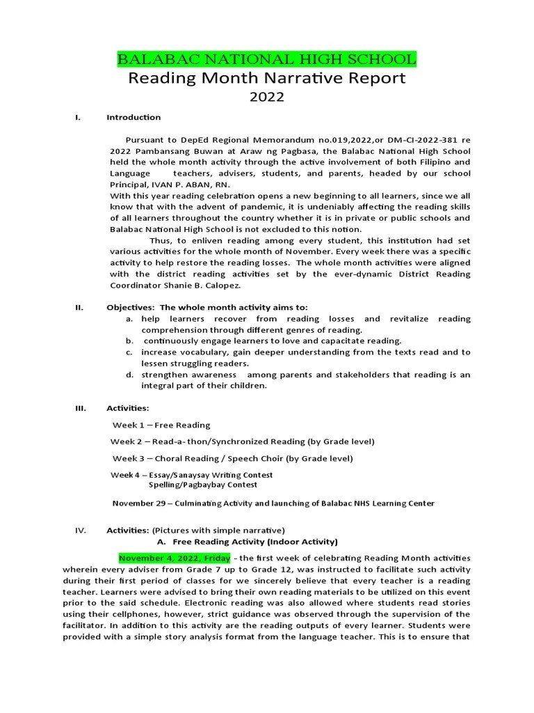 Reading Report | PDF | Teachers | Reading Comprehension