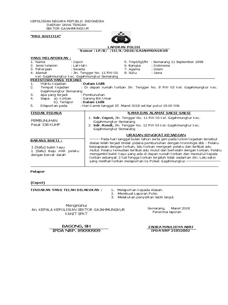 Laporan Polisi Model B | PDF