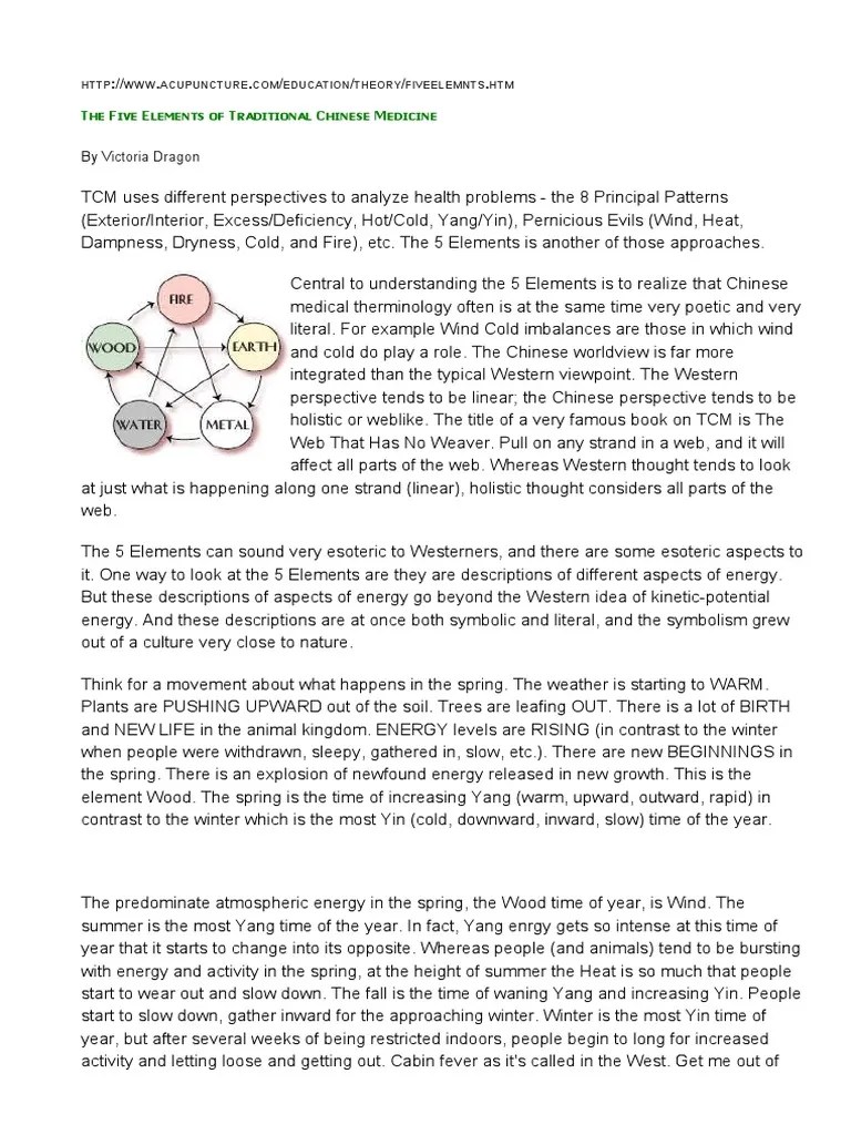 The 5 Elements Of Traditional Chinese Medicine | PDF | Traditional ...