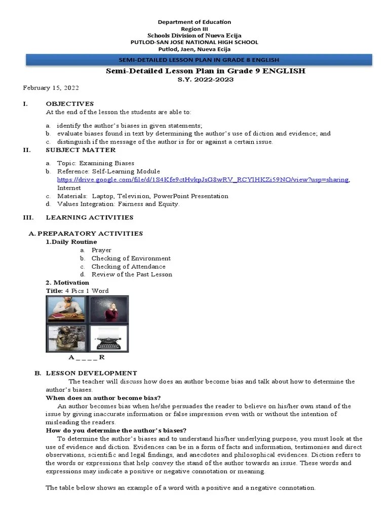 Examining Biases In Text: A Lesson On Identifying An Author's Perspective Through Diction And ...